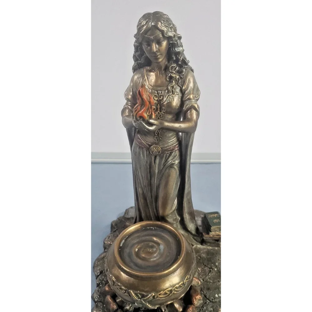 Brigid Goddess Statue: Cold Cast Bronze Finish, Hearth and Home Decor
